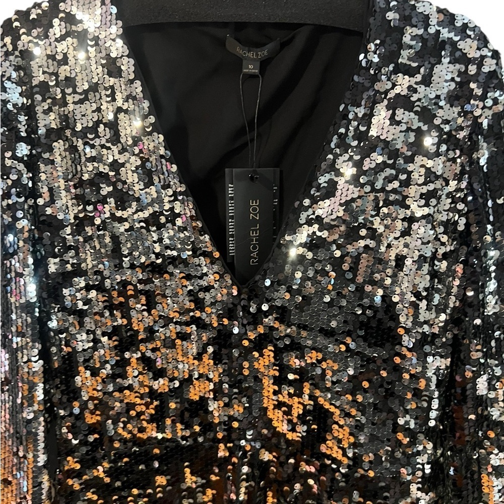 Rachel Zoe Micah Sequin Mini Dress - Size 8- Black and Silver - Brand New! - Picture 7 of 10